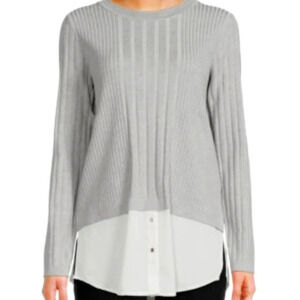 Karl Lagerfeld Paris Ribbed Twofer Sweater